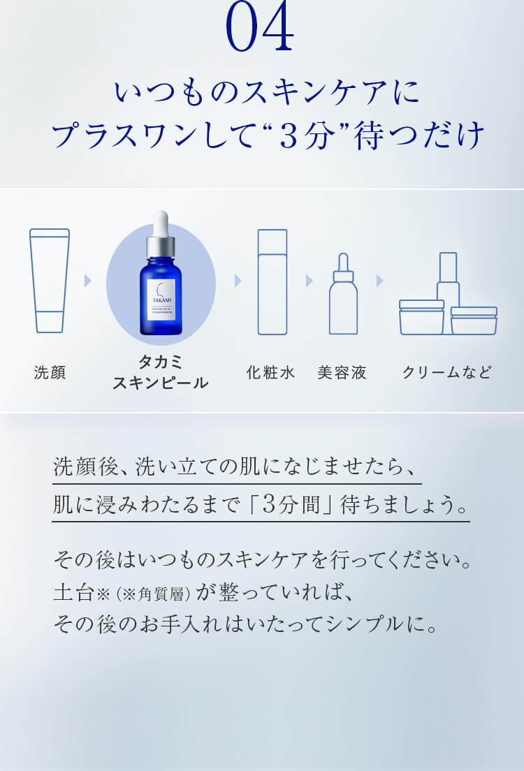 04 いつものスキンケアにプラスワンして“3分”待つだけ