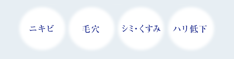 ニキビ　毛穴　シミ・すくみ