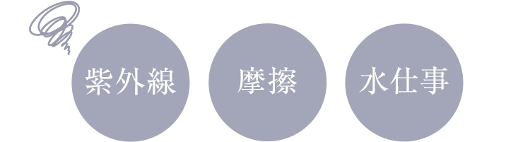 紫外線／摩擦／水仕事