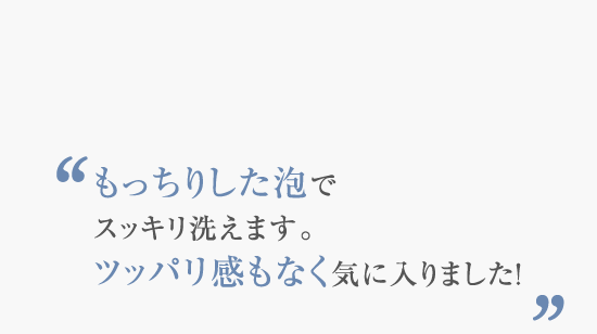 もっちりした泡で スッキリ洗えます。 洗い上がりも乾燥せず 気に入りました！