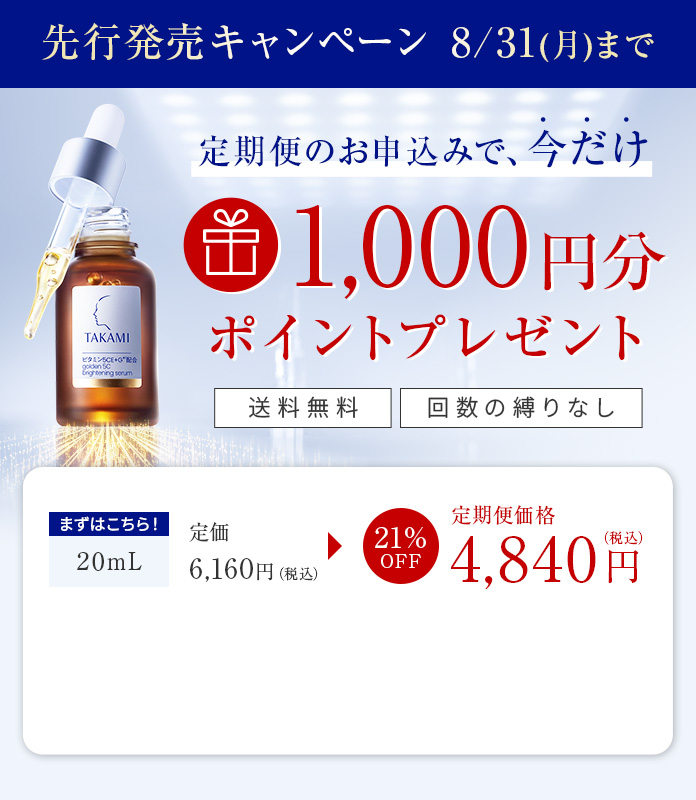 先行発売キャンペーン8/31(月)まで　定期便のお申し込みで、今だけ1000円分ポイントプレゼント